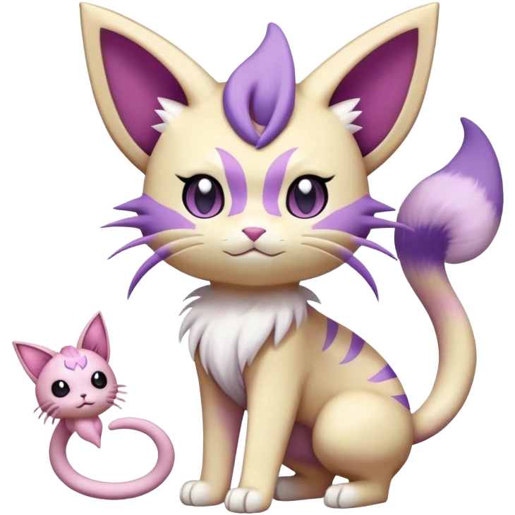Meowth-Espeon-Skitty-Pokémon-Fakémon-hybrid-creature (full body) emoji