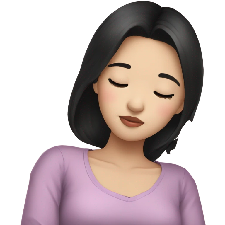 Coquette teenage cute asian black hair girl sleeping  emoji