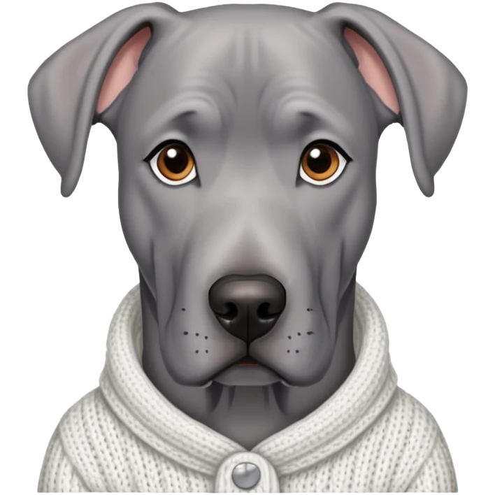  Realistic Grey Great Dane wearing a white knit sweater  emoji