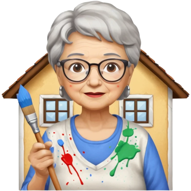 Grandma is painting an house emoji
