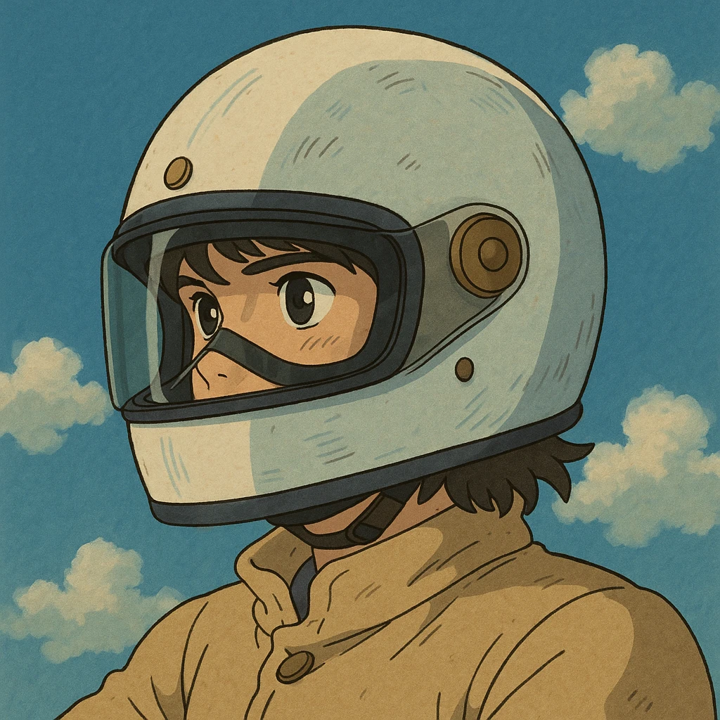 motorcycle helmet, detailed ghibli style illustration emoji