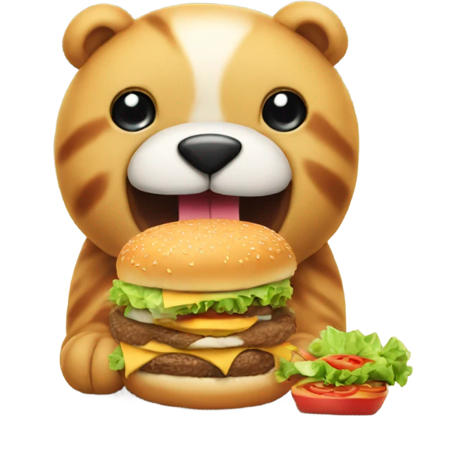 A cute stuffed animal that eats a burger  emoji
