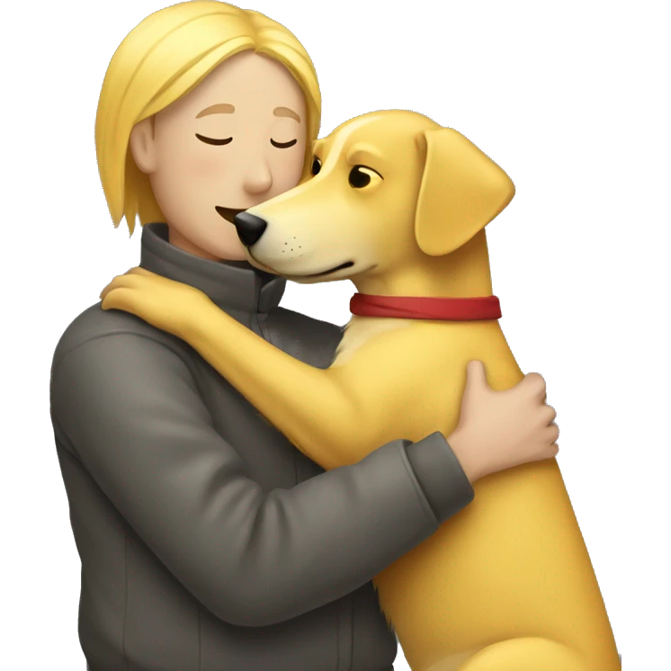 Yellow dog hugging a person emoji