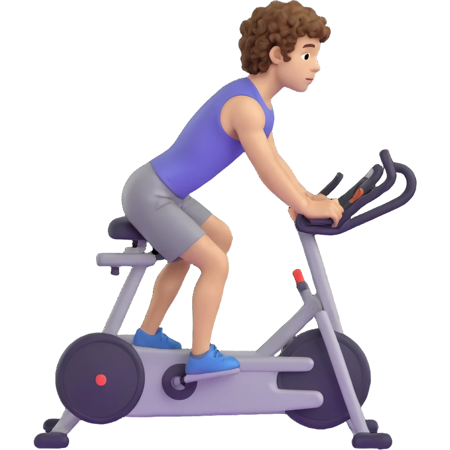 curly haired boy exercising at the gym emoji