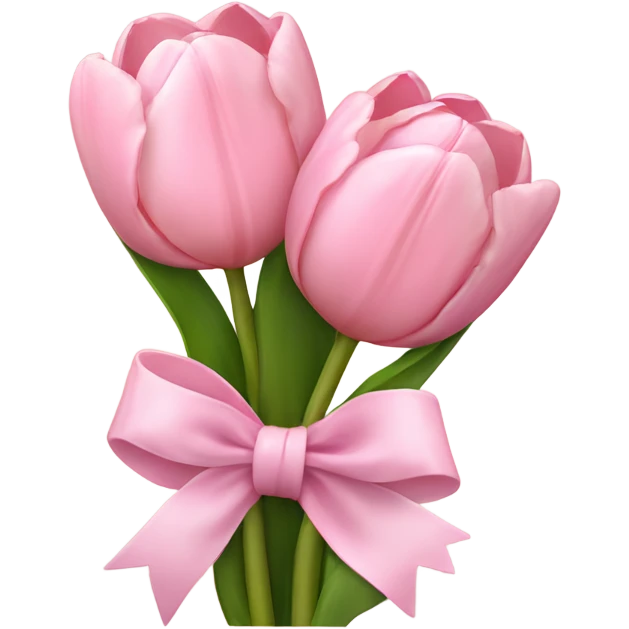 light pink tulip bouquet held together with a small light pink bow emoji