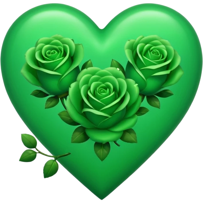 Green Heart with Little 3 green Roses  emoji