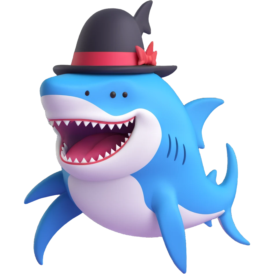 shark wearing a top hat emoji