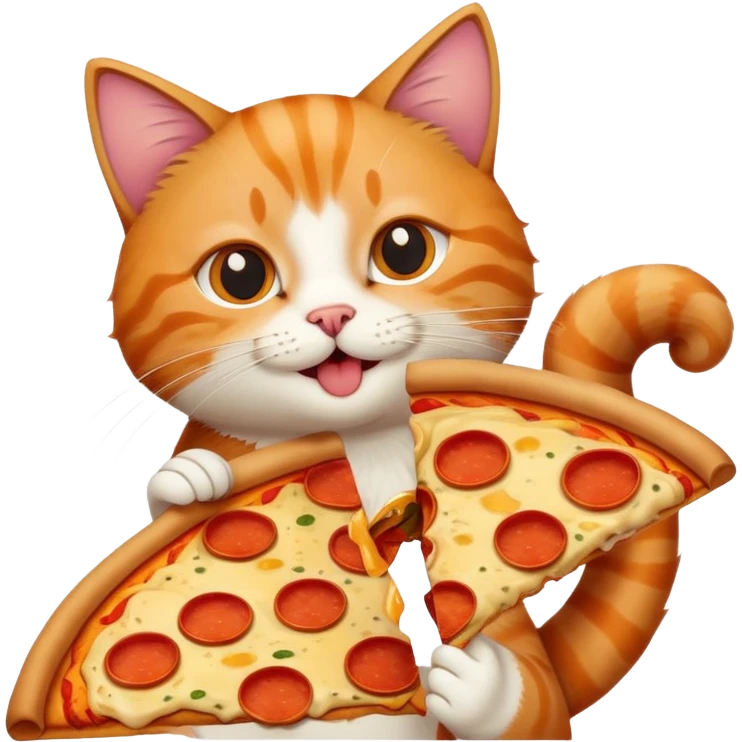 cat eating pizza with cheese stretch emoji