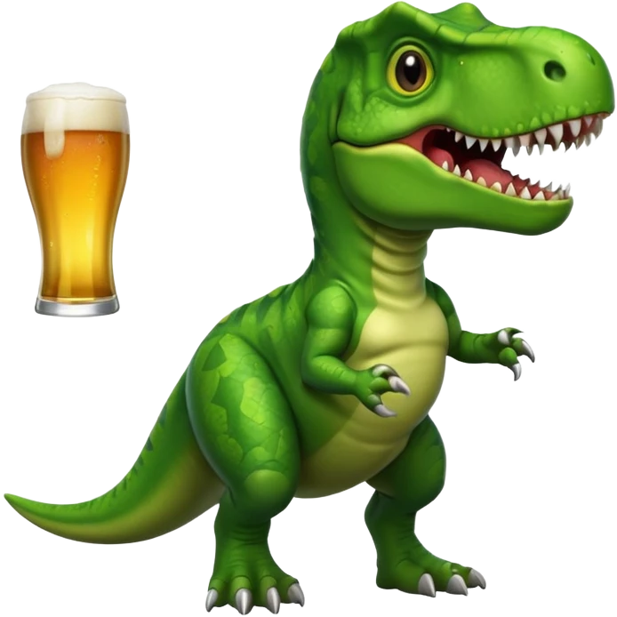 T-Rex with beer glass emoji