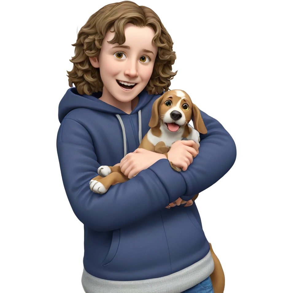 boy with dog on road emoji