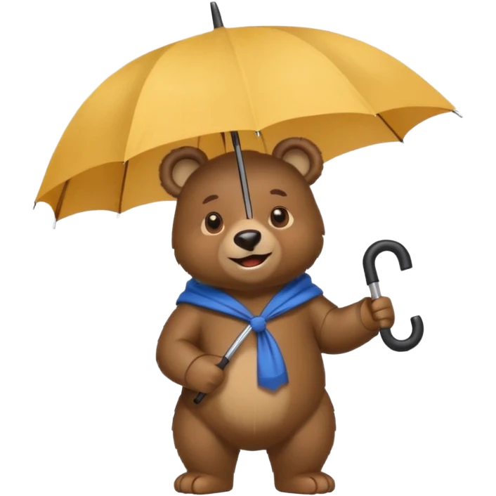 Bear with umbrella hat emoji