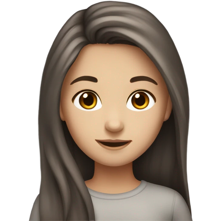 Girl with brown hair and dark gray highlights, fair skin, long hair, beautiful emoji