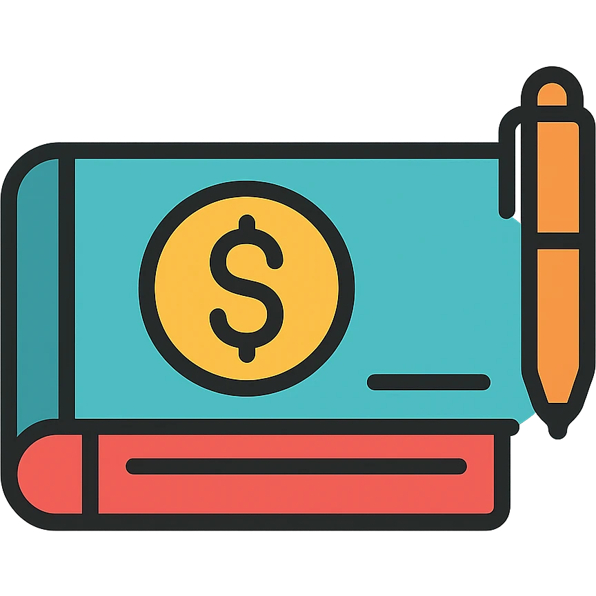 checkbook with a dollar sign on the cover icon emoji
