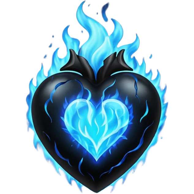 Black heart with blue fire film emoji