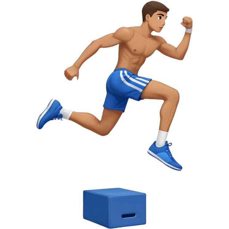man in blue shorts box-jump exercise side-view emoji