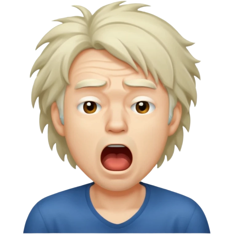 Weak man with disheveled hair yawning emoji