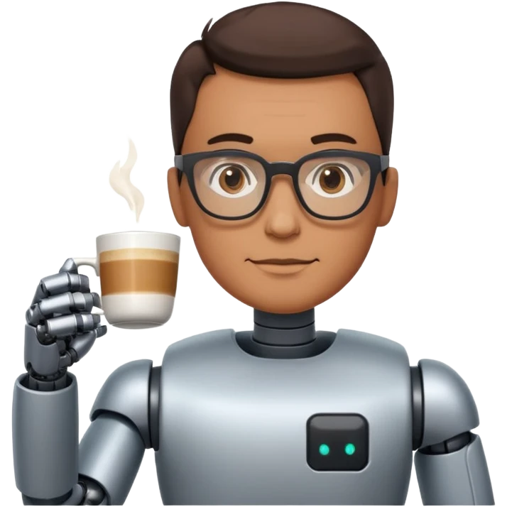 glasses man robot drink coffee emoji