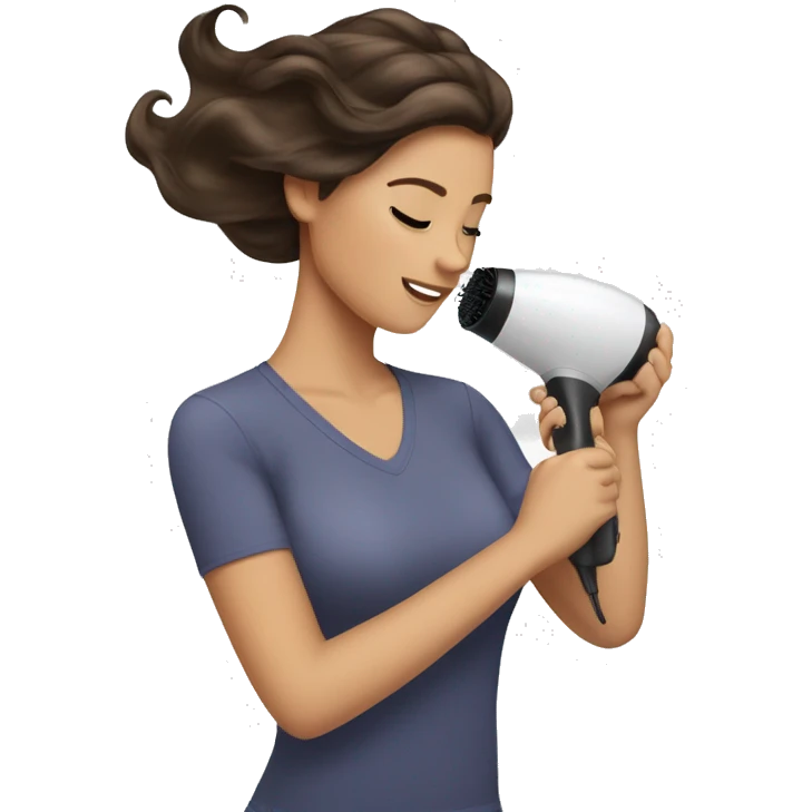 Brunette girl blow drying hair emoji