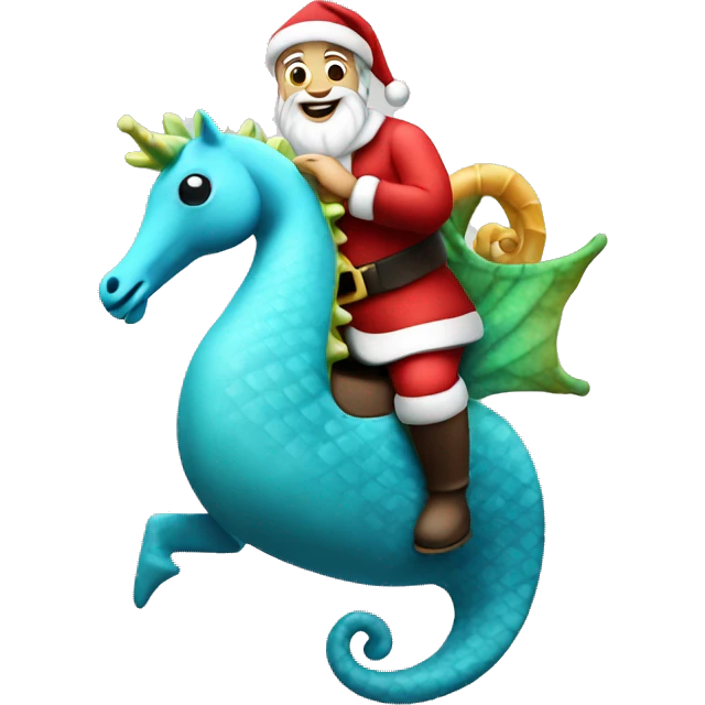 Santa riding a seahorse emoji