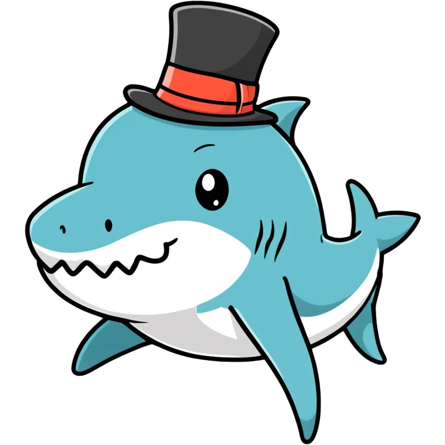 Shark with a top hat emoji