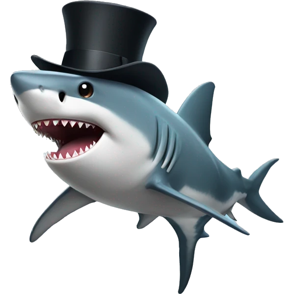 Shark with a top hat emoji