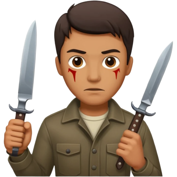Un señor guapo con un cuchillo  amenazando  emoji