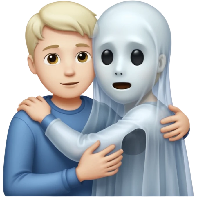 Ghost hugging man emoji