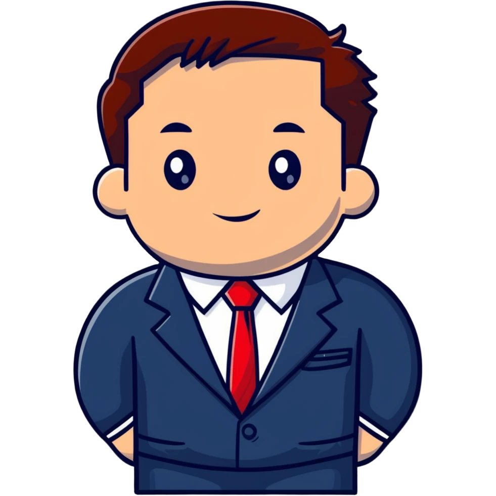man wearing a dark blue-gray business suit with a white shirt and a red tie emoji