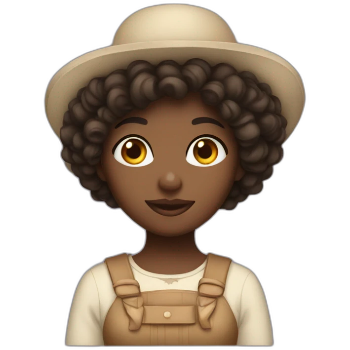 A dark-skinned girl with short, curly hair and wearing a Russian hat   emoji