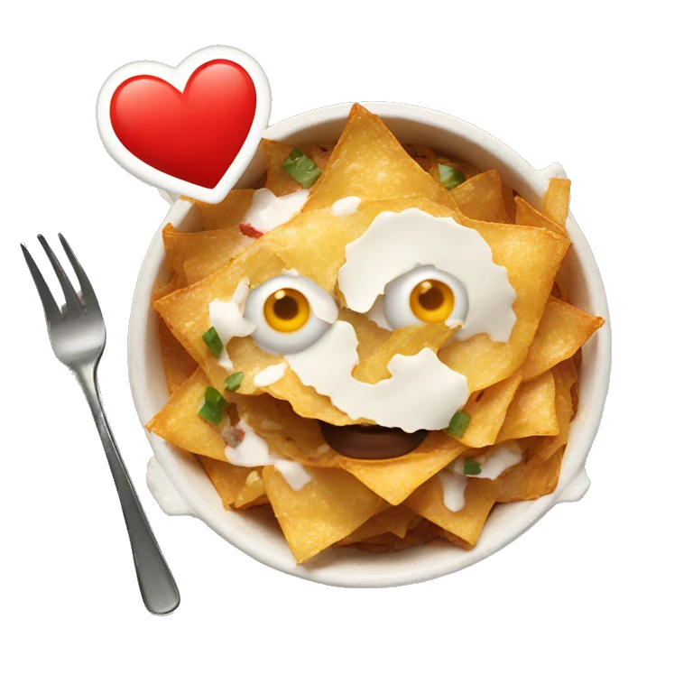 Chilaquiles with red heart eyes emoji