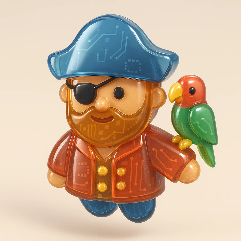 pirate with eye patch and parrot emoji