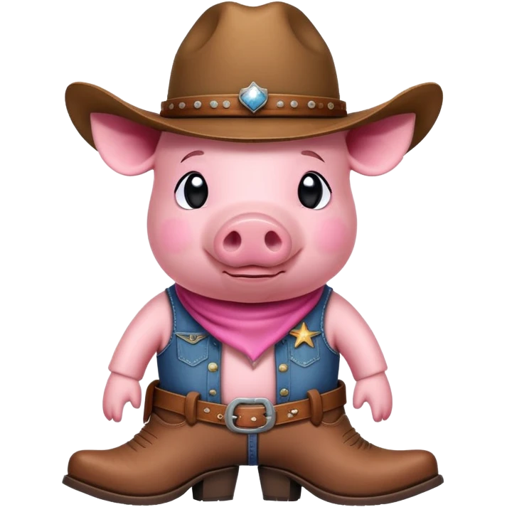 Pig wearing cowboy hat and boots emoji