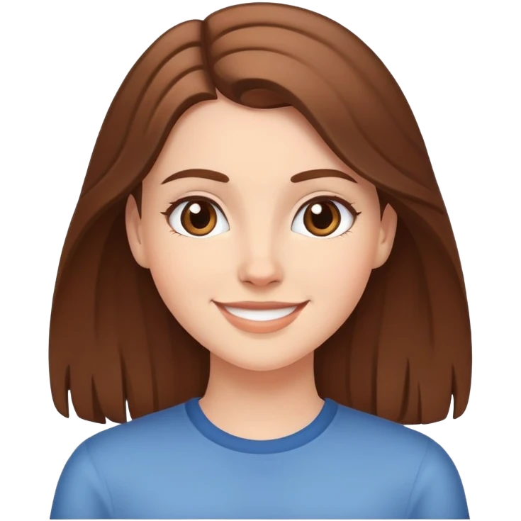 White girl with brown hair, friendly smiling face emoji