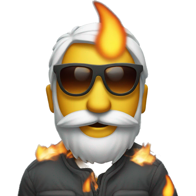cool emoji with sunglasses holding a fire emoji