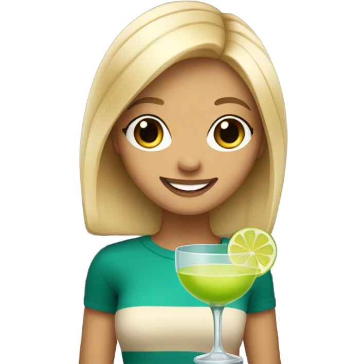 Cute blonde with medium length hair holding a margarita emoji
