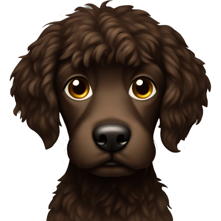 Dark brown doodle missing a front let emoji
