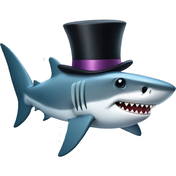 Shark with a top hat emoji