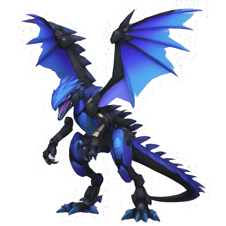  Cool Edgy Black Blue Purple Digimon-Fakemon-Raptor-Dragon-Mecha full body emoji