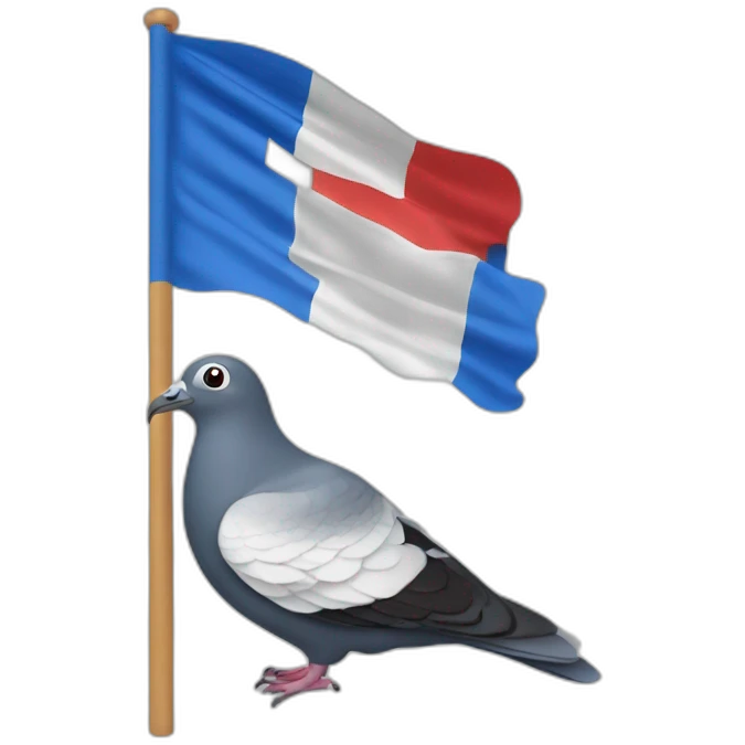 Un drapeau français avec un pigeon emoji