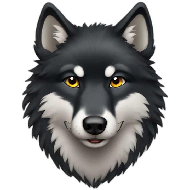 black wolf fluffy emoji