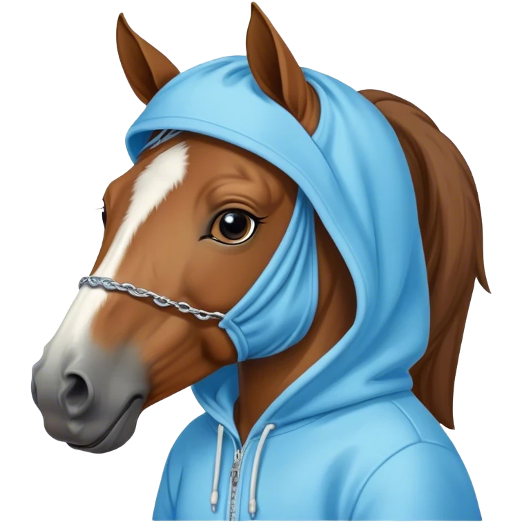 Horse with a baby blue huddie emoji
