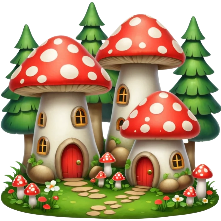 mushroom houses emoji