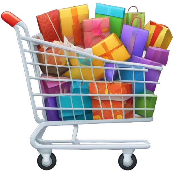 Artsy shopping cart design with multiple boxes emoji