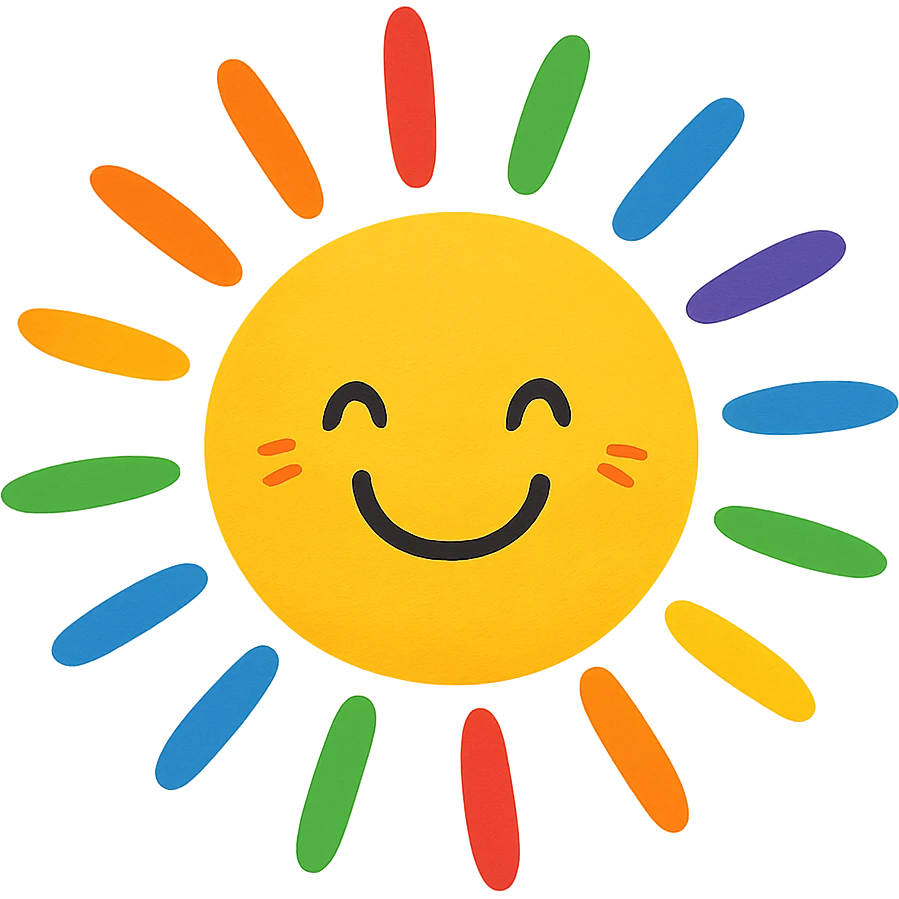 gay pride emoji, rainbow sun, radiant and cheerful emoji