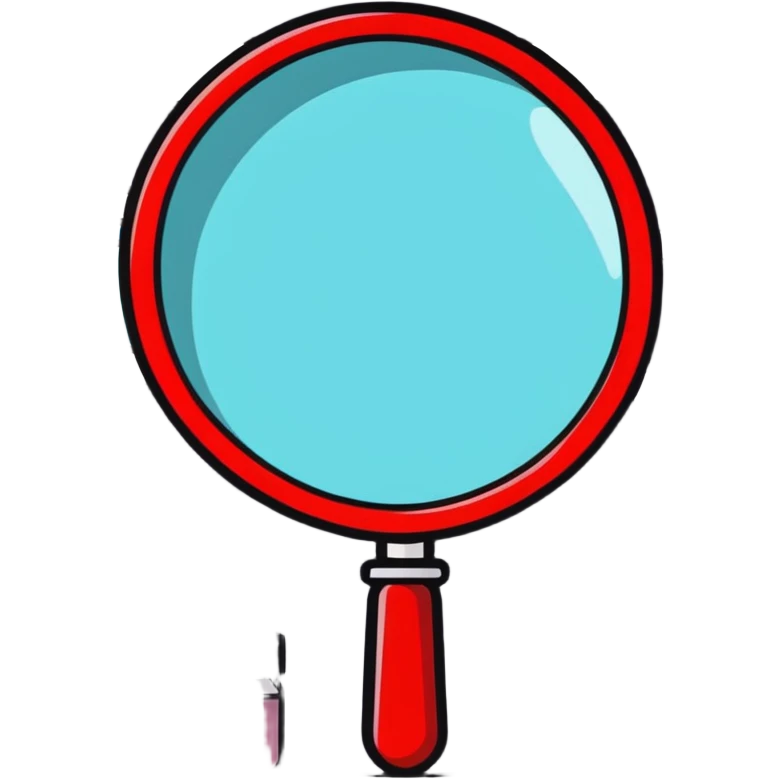 front view magnifying glass over empty beauty product shelf searching emoji