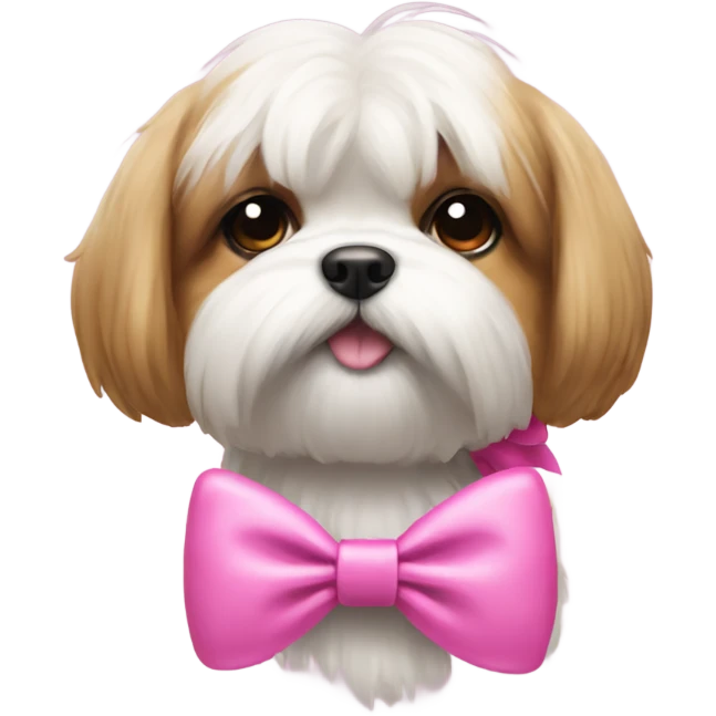 A shitzu dog with a pink bow emoji