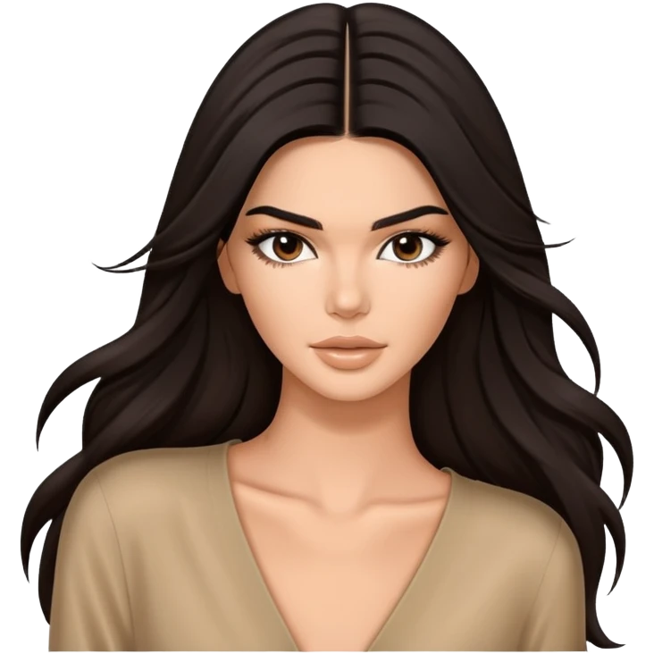 Kendall Jenner, fashion model, long dark hair emoji
