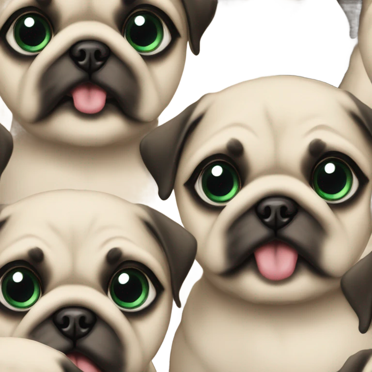 2 Baby pugs 1 with green eyes and 1 with blue  emoji
