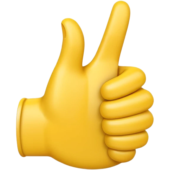 Apple-style 3D illustration of a single yellow emoji hand giving a thumbs up gesture, glossy and rounded, centered on a clean white background, soft shadow underneath, isolated and minimal design emoji