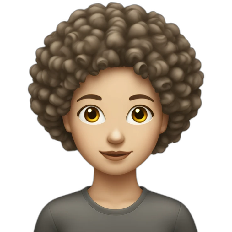 a young white woman with curly afro hair emoji